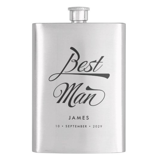 Stylish Retro Typography Best Man Groomsmen Flacon (Voorkant)