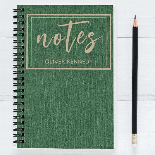 Stylish Rich Forest Green and Khaki Classic Spiral Notitieboek