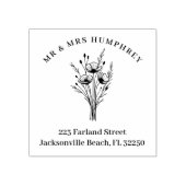 Stylish Romantic Poppies Wildflowers Bouquet Rubberstempel (Afrduk)