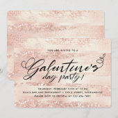 Stylish Roos Gold Galentine's Day Party Kaart (Voorkant / Achterkant)