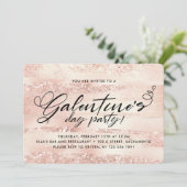 Stylish Roos Gold Galentine's Day Party Kaart (Staand voorkant)