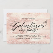Stylish Roos Gold Galentine's Day Party Kaart (Voorkant)