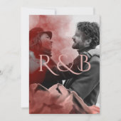 Stylish Roos Gold Mountains Overlay Photo Wedding Kaart (Voorkant)