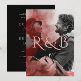 Stylish Roos Gold Mountains Overlay Photo Wedding Kaart