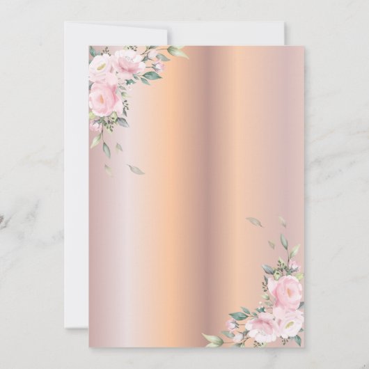 Stylish Roos Gold Stippen, Floral Sweet 16  Kaart (Achterkant)