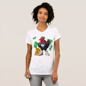 Stylish Rooster with Money and Sunglasses T-shirt (Voorkant volledig)