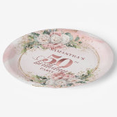 Stylish Rose Gold Blush Peonies 50th Birthday Papieren Bordje (Gekanteld)