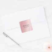 Stylish Rose Gold Custom Text Thank You Luxurious Vierkante Sticker (Envelop)