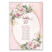 Stylish Rose Gold Flowers Eucalyptus Table Numbers Kaart (Achterkant)