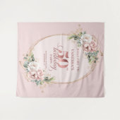 Stylish Rose Gold Greenery 50th Birthday Banner Wandkleed (Voorkant (horizontaal))