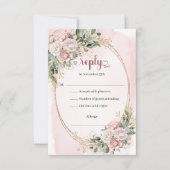 Stylish Rose Gold Pastel Pink Wedding RSVP Card (Voorkant)