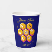 Stylish Rosh Hashanah SHANA TOVA Papieren Bekers (Achterkant)