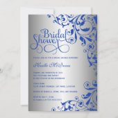 Stylish Royal Blue en Silver Swirls Vrijgezellenfe Kaart (Voorkant)