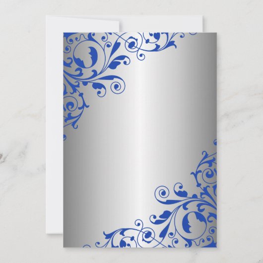 Stylish Royal Blue en Silver Swirls Vrijgezellenfe Kaart (Achterkant)