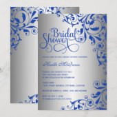 Stylish Royal Blue en Silver Swirls Vrijgezellenfe Kaart (Voorkant / Achterkant)