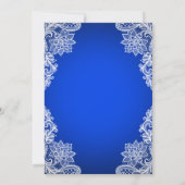 Stylish Royal Blue Floral Lace Wedding Invitation Feestdagenkaart (Achterkant)