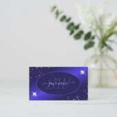 Stylish Royal Blue Glitter Stars Diamonds Initiale Visitekaartje (Staand voorkant)