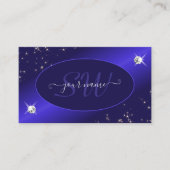 Stylish Royal Blue Glitter Stars Diamonds Initiale Visitekaartje (Voorkant)