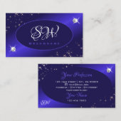 Stylish Royal Blue Glitter Stars Diamonds Visitekaartje (Voorkant / Achterkant)