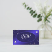 Stylish Royal Blue Glitter Stars Diamonds Visitekaartje (Staand voorkant)