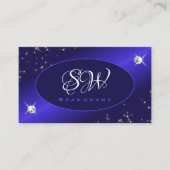 Stylish Royal Blue Glitter Stars Diamonds Visitekaartje (Voorkant)