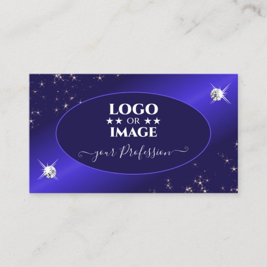 Stylish Royal Blue Glitter Stars Diamonds voegt Lo Visitekaartje (Voorkant)