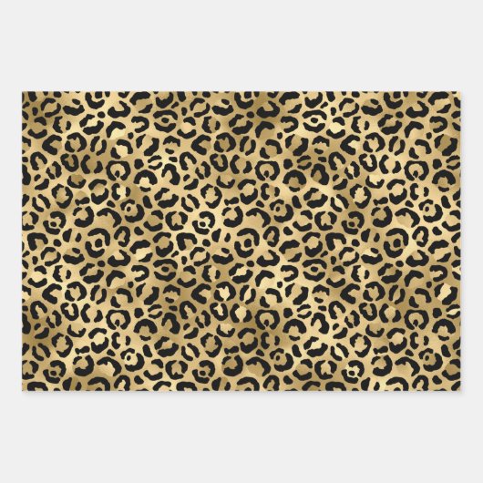Stylish Royal Blue & Gold Foil Leopard Spots Inpakpapier Vel (Voorkant 3)