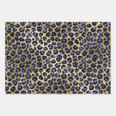 Stylish Royal Blue & Gold Foil Leopard Spots Inpakpapier Vel (Voorkant 2)