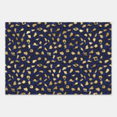 Stylish Royal Blue & Gold Foil Leopard Spots Inpakpapier Vel (Voorkant)