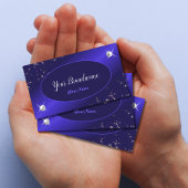 Stylish Royal Blue Sparkle Glitter Stars Diamonds Visitekaartje
