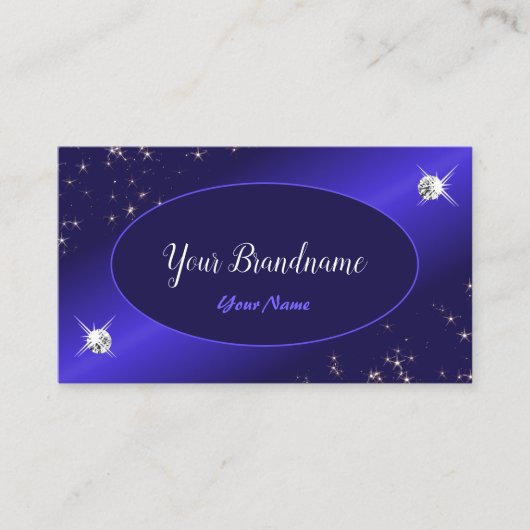 Stylish Royal Blue Sparkle Glitter Stars Diamonds Visitekaartje (Voorkant)