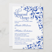 Stylish Royal Blue Swirls Rehearsal Dinner Kaart (Voorkant)