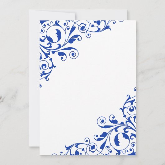 Stylish Royal Blue Swirls Rehearsal Dinner Kaart (Achterkant)