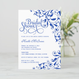 Stylish Royal Blue Swirls Vrijgezellenfeest Kaart