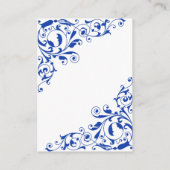 Stylish Royal Blue Swirls Wedding Details Informatiekaartje (Achterkant)