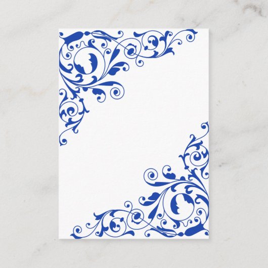 Stylish Royal Blue Swirls Wedding Details Informatiekaartje (Achterkant)