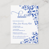 Stylish Royal Blue Swirls Wedding Details Informatiekaartje (Voorkant)
