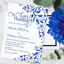 Stylish Royal Blue Swirls Wedding