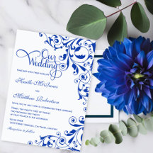 Stylish Royal Blue Swirls Wedding