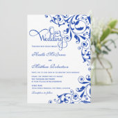 Stylish Royal Blue Swirls Wedding Kaart (Staand voorkant)