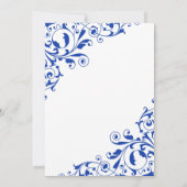 Stylish Royal Blue Swirls Wedding Kaart (Achterkant)