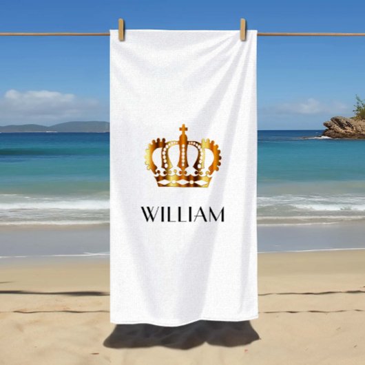 Stylish Royal Gold Crown Name White Strandlaken
