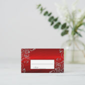 Stylish Ruby Red Gray Floral Wedding Plaatskaartje (Staand voorkant)