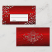 Stylish Ruby Red Gray Floral Wedding Plaatskaartje (Voorkant / Achterkant)