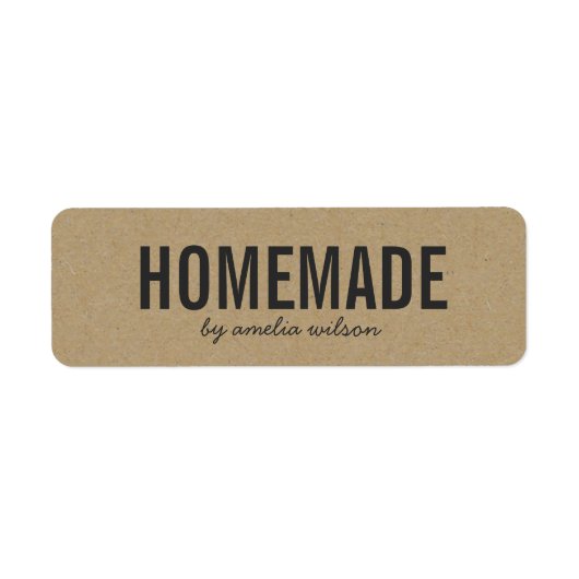 Stylish Rustic Bold Homemade Faux Kraft Etiket (Voorkant)