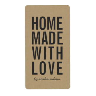 Stylish Rustic Bold Homemade with Love Faux Kraft Etiket