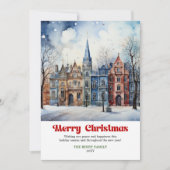 Stylish rustic Christmas scene festive red green  Feestdagenkaart (Voorkant)