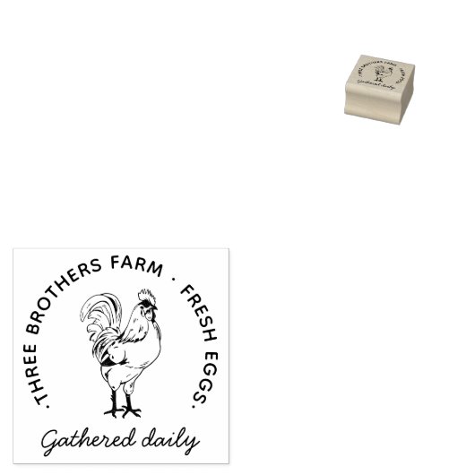 Stylish Rustic Custom Farm Name | Information Egg  Rubberstempel (Gestempeld)