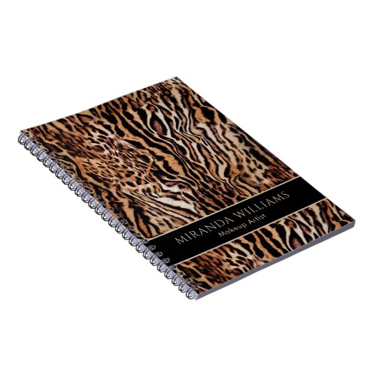 Stylish Safari Animal Print with Name and Title Notitieboek (Rechterzijde)