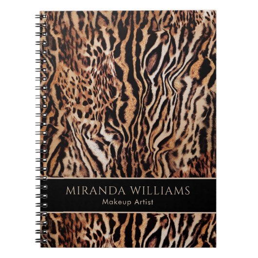 Stylish Safari Animal Print with Name and Title Notitieboek (Voorkant)